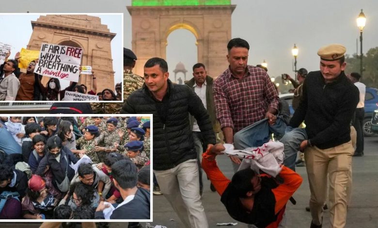 delhi pollution protest