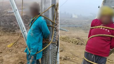 Photo of 765 ਕੇਵੀ ਟਰਾਂਸਮਿਸ਼ਨ ਲਾਈਨ ਸਾਈਟ ਤੋਂ ਲੱਖਾਂ ਰੁਪਏ ਦੀ ਚੋਰੀ, ਤਾਇਨਾਤ ਗਾਰਡਾਂ ਨੂੰ ਖੰਭਿਆਂ ਨਾਲ ਬੰਨ੍ਹਿਆ